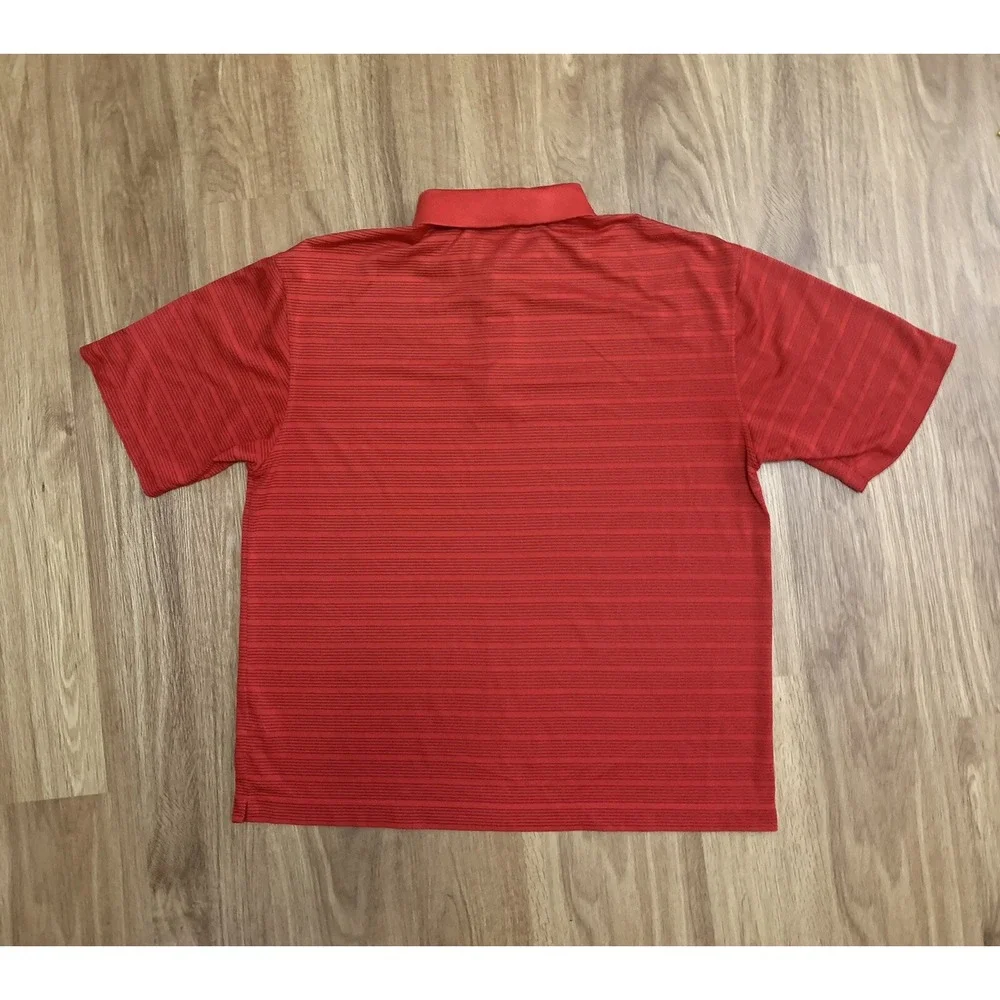 Nike Golf DriFit Red/Black Striped Mens Short Sleeve Polo Shirt Size Large‎